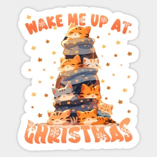 Kawaii Ginger Cat Catmas Tree: A Furry Festive Art Christmas Sticker